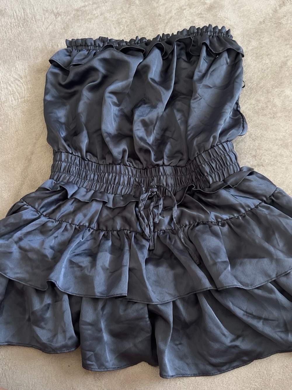 Strapless Ruffle Tiered Mini Dress - Black